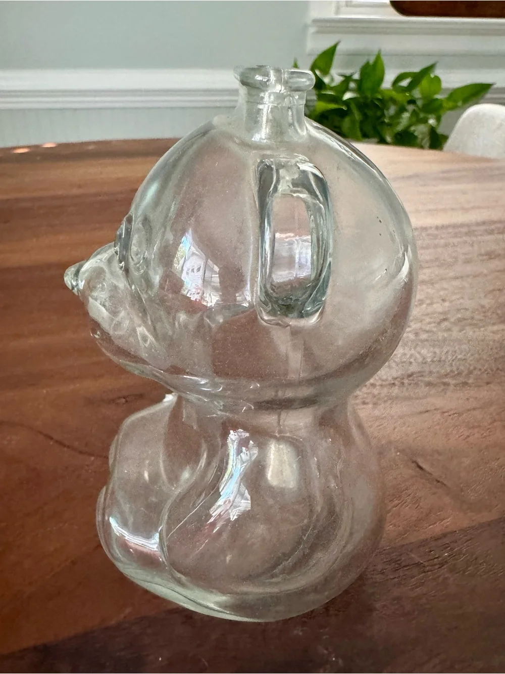Vintage Glass Teddy Bear Piggy Bank ~6” 1970's Classic Baby Gift! Anchor Hocking